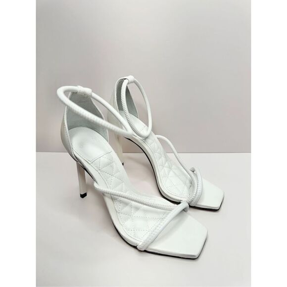 SCHUTZ Dress Sandals Ladies Size 5B White Leather Strappy Open Toe Stiletto Heel - Picture 3 of 11
